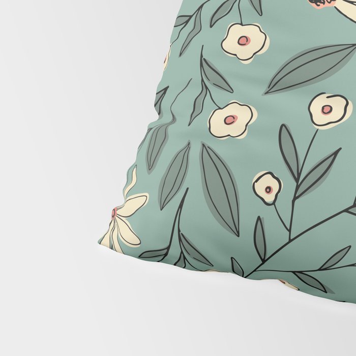 Vintage Floral Neutral - Green Pillow Sham Gallery Image 4