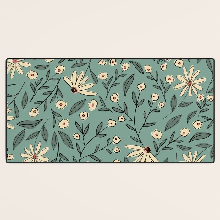Vintage Floral Neutral - Green Desk Mat Gallery Image 3