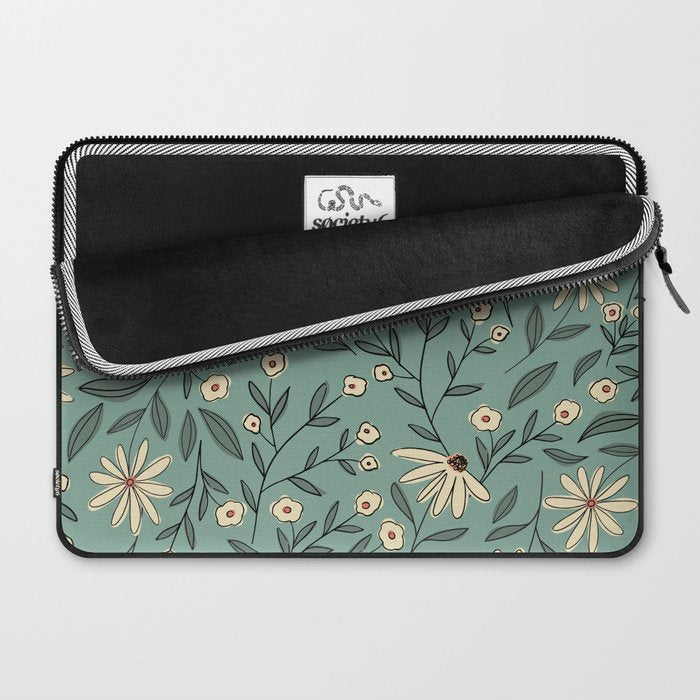 Vintage Floral Neutral - Green Laptop Sleeve Gallery Image 2