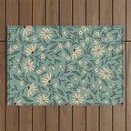 Vintage Floral Neutral - Green Outdoor Rug Gallery Image 1