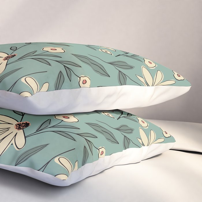 Vintage Floral Neutral - Green Pillow Sham Gallery Image 3