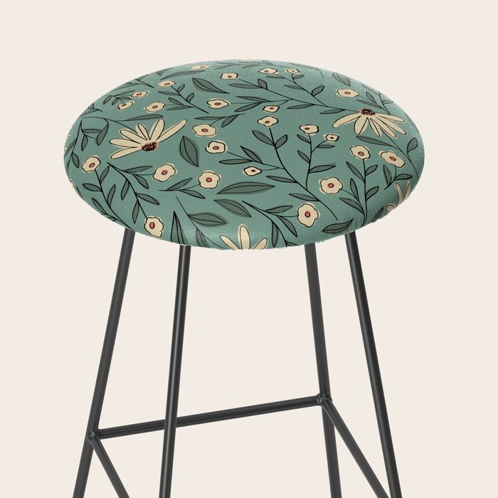 Vintage Floral Neutral - Green Stool Gallery Image 2