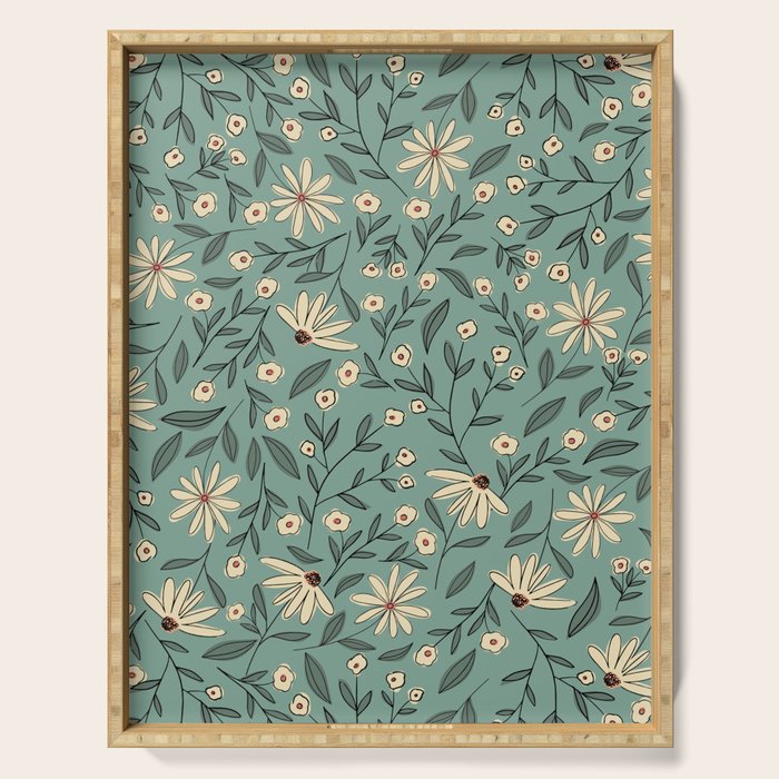 Vintage Floral Neutral - Green Serving Tray Gallery Image 1