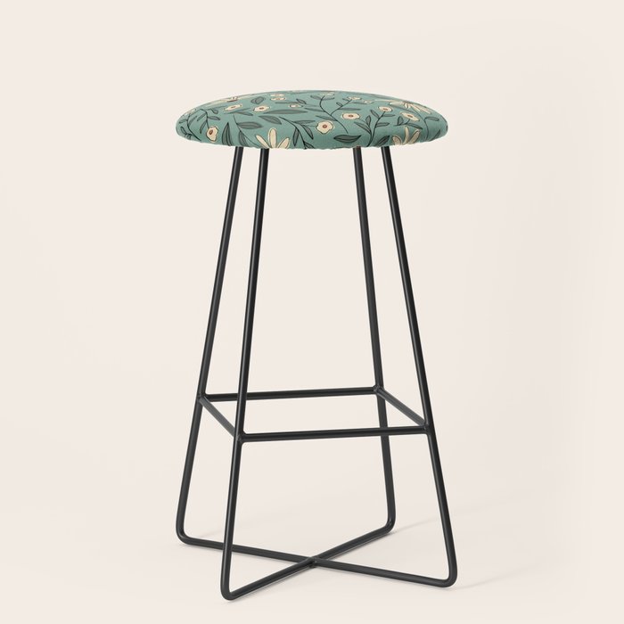 Vintage Floral Neutral - Green Stool Gallery Image 1