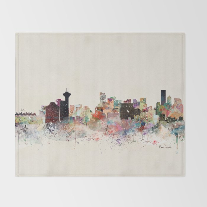 vancouver skyline Throw Blanket Gallery Image 2