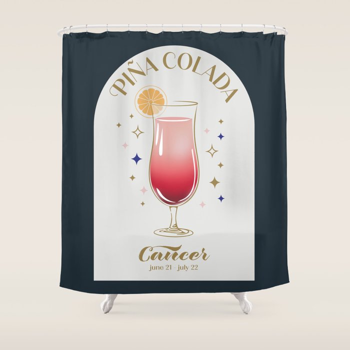 Pina Colada Cocktail Zodiac Sign Shower Curtain Gallery Image 1