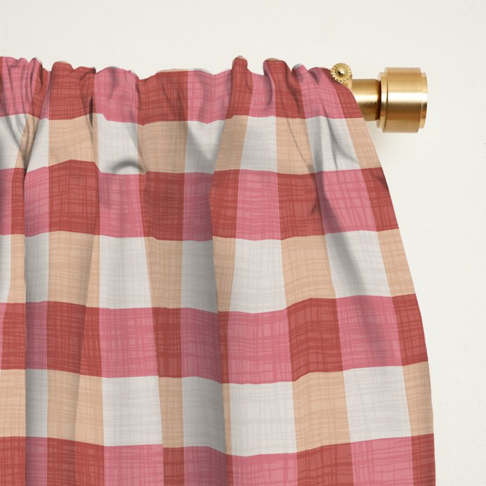 Cozy Gingham in Pink Window Curtain Gallery Image 2