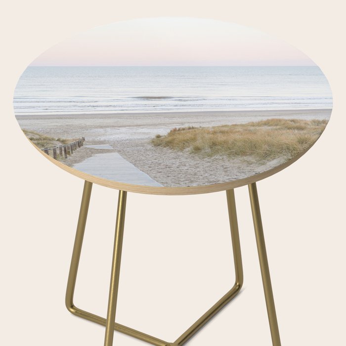 Beach Walk At Sunrise Photo | Dutch Coast Travel Photography Art Print | Egmond Aan Zee Holland In Pastel Colors Side Table Gallery Image 2