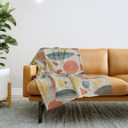 Mid Century Modern Eucalyptus with Retro Vibes Throw Blanket Gallery Image 1