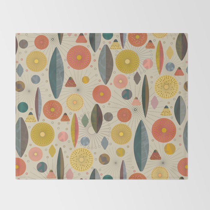 Mid Century Modern Eucalyptus with Retro Vibes Throw Blanket Gallery Image 2