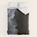 Waves on a black sand beach in iceland - minimalist Landscape Photography Duvet Cover Gallery Image 6