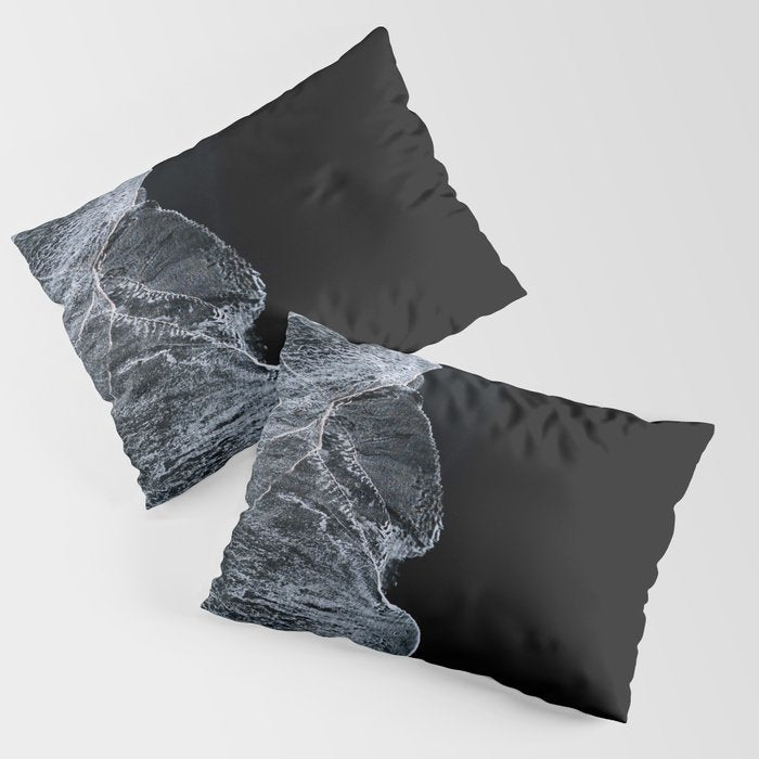 Waves on a black sand beach in iceland - minimalist Landscape Photography Pillow Sham Gallery Image 3