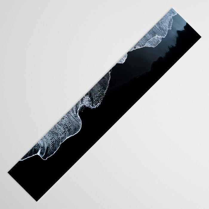 Waves on a black sand beach in iceland - minimalist Landscape Photography Table Runner Gallery Image 3