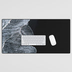 Waves on a black sand beach in iceland - minimalist Landscape Photography Desk Mat Gallery Image 1
