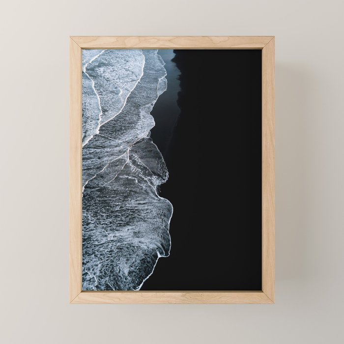 Waves on a black sand beach in iceland - minimalist Landscape Photography Mini Art Print Gallery Image 1