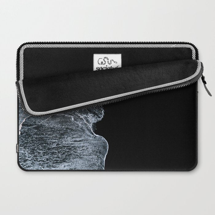 Waves on a black sand beach in iceland - minimalist Landscape Photography Laptop Sleeve Gallery Image 2