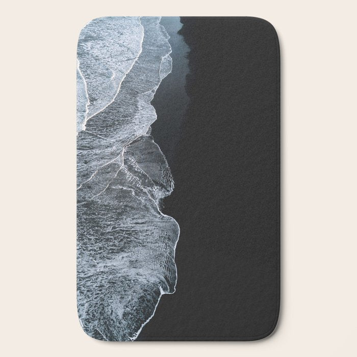 Waves on a black sand beach in iceland - minimalist Landscape Photography Bath Mat Gallery Image 2