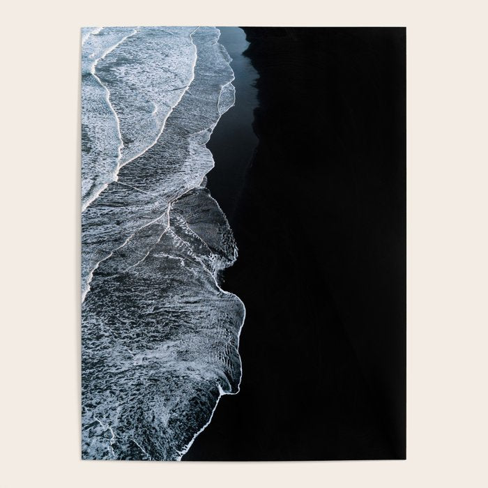 Waves on a black sand beach in iceland - minimalist Landscape Photography Poster Gallery Image 4