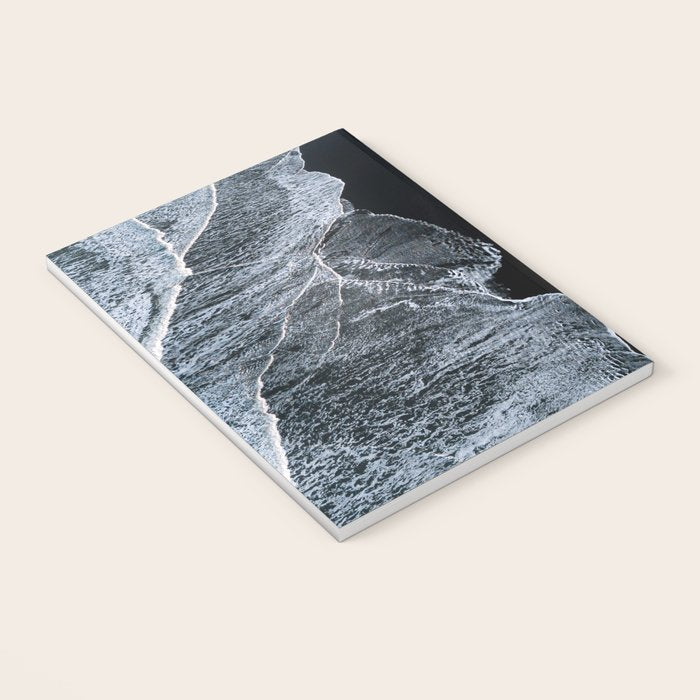 Waves on a black sand beach in iceland - minimalist Landscape Photography Notebook Gallery Image 3