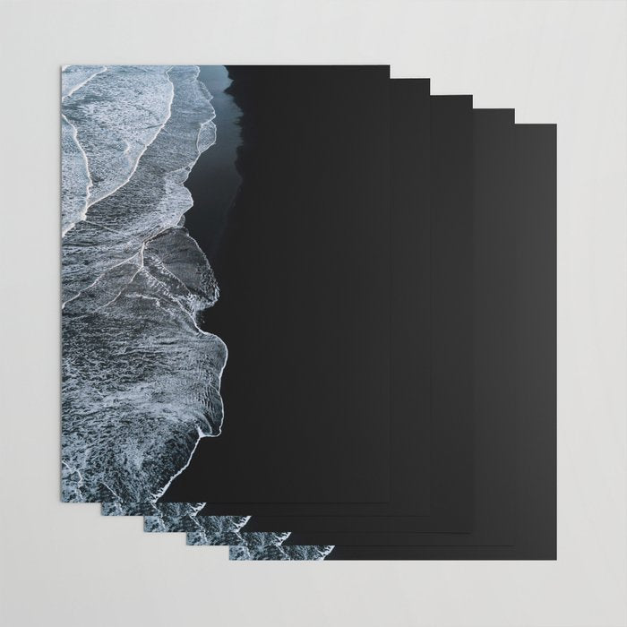 Waves on a black sand beach in iceland - minimalist Landscape Photography Wrapping Paper Gallery Image 3
