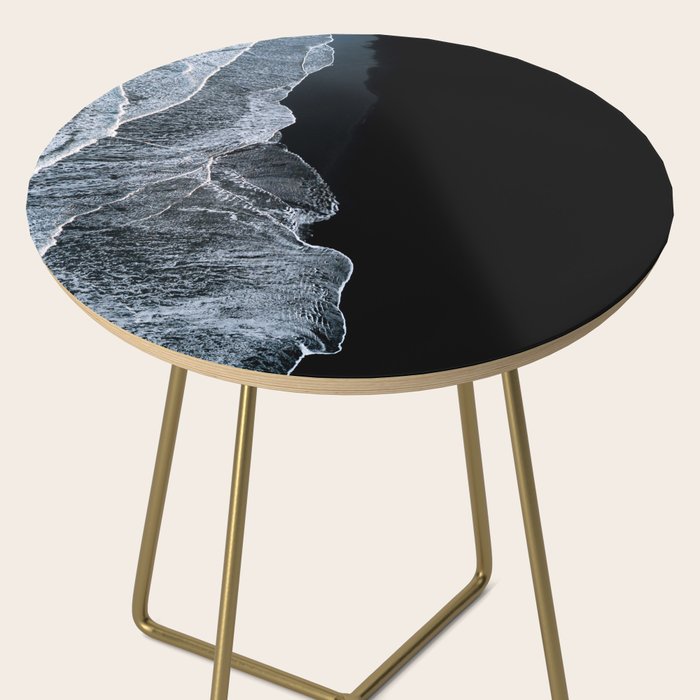 Waves on a black sand beach in iceland - minimalist Landscape Photography Side Table Gallery Image 2