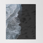 Waves on a black sand beach in iceland - minimalist Landscape Photography Throw Blanket Gallery Image 2
