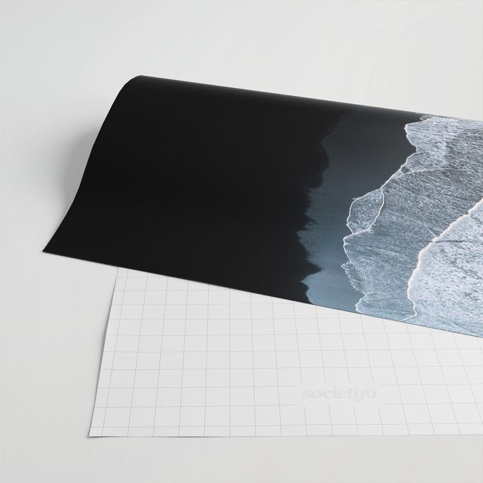 Waves on a black sand beach in iceland - minimalist Landscape Photography Wrapping Paper Gallery Image 2