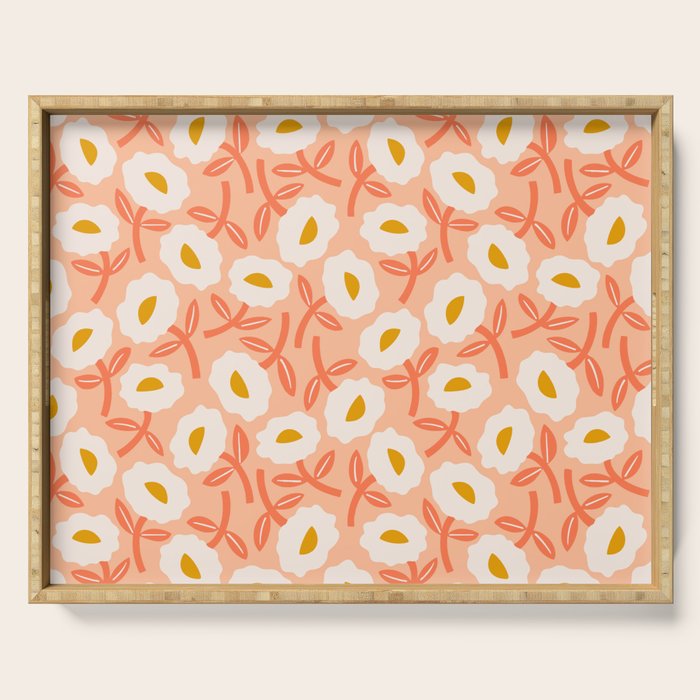 Floral Bliss Pattern - Peach Fuzz Serving Tray Gallery Image 1