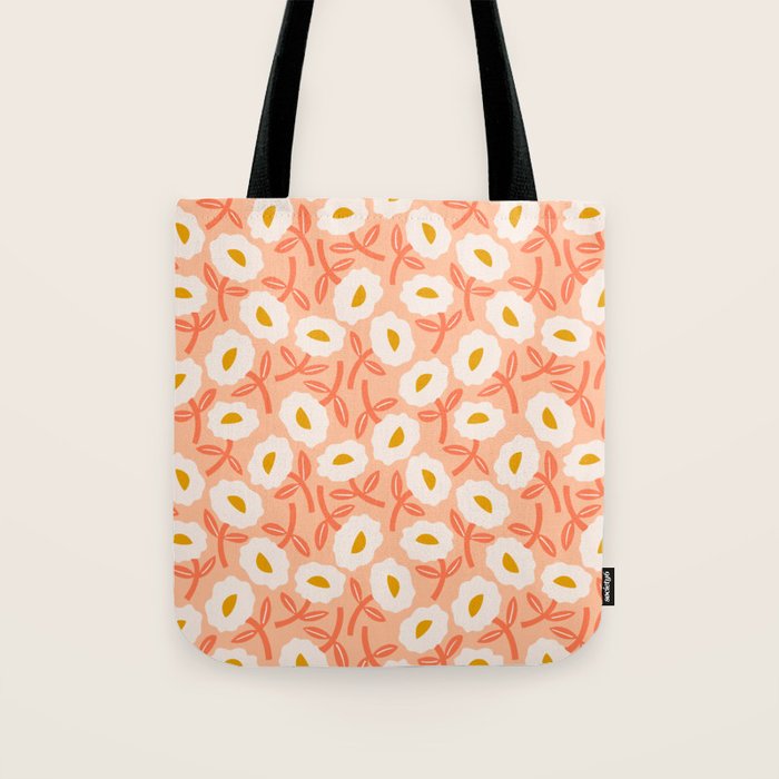 Floral Bliss Pattern - Peach Fuzz Tote Bag Gallery Image 1