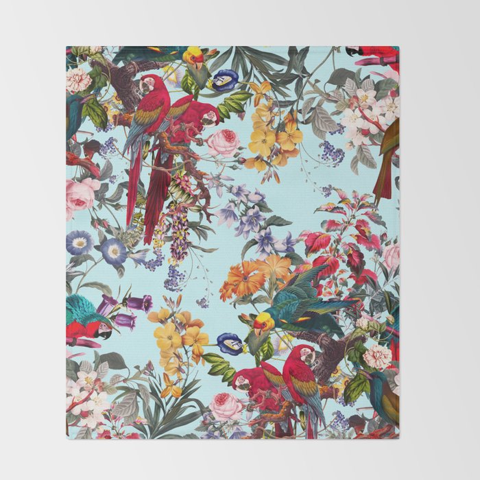 Floral and Birds XXXIV Throw Blanket Gallery Image 2