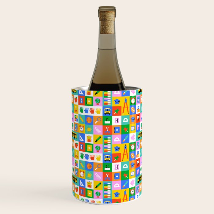 Colorful back to school mosaic pattern Wine Chiller Gallery Image 3