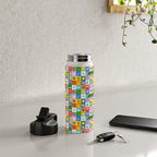 Colorful back to school mosaic pattern Water Bottle Gallery Image 4