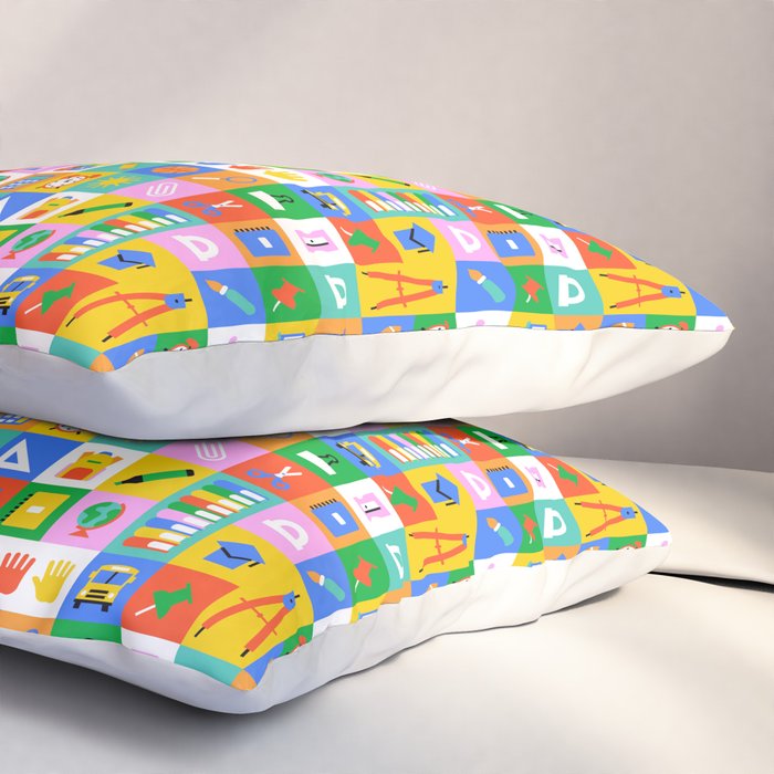 Colorful back to school mosaic pattern Pillow Sham Gallery Image 3