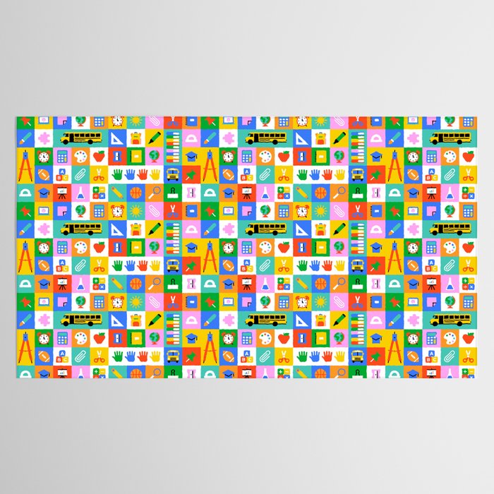 Colorful back to school mosaic pattern Tablecloth Gallery Image 2