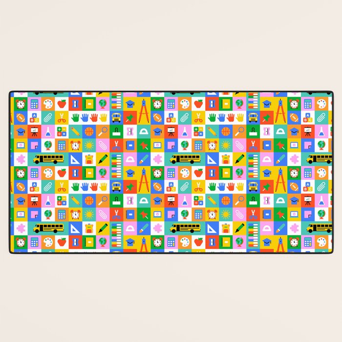 Colorful back to school mosaic pattern Desk Mat Gallery Image 3