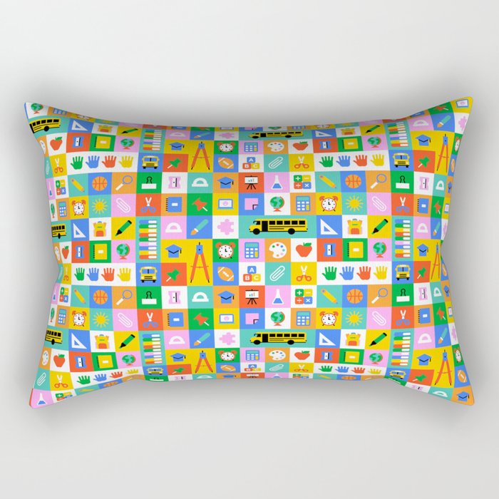 Colorful back to school mosaic pattern Rectangular Pillow Gallery Image 2