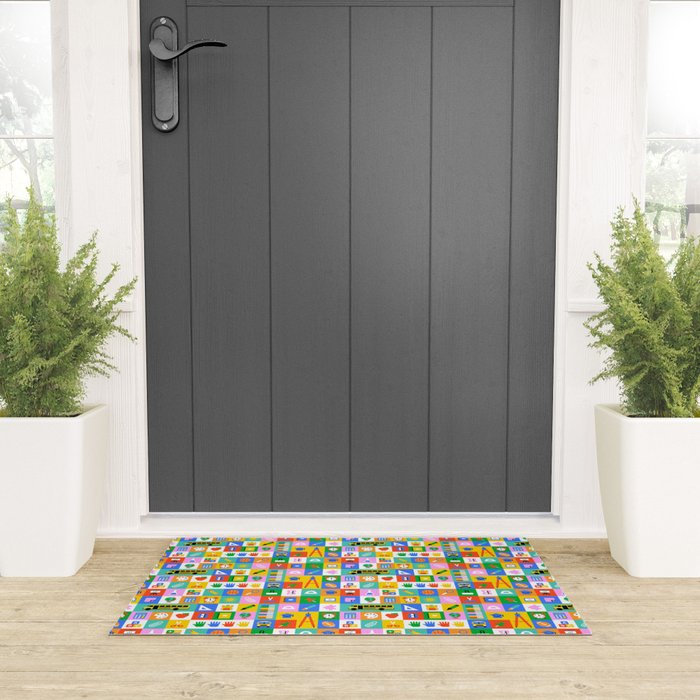 Colorful back to school mosaic pattern Welcome Mat Gallery Image 3