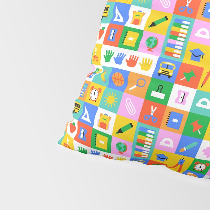 Colorful back to school mosaic pattern Pillow Sham Gallery Image 4
