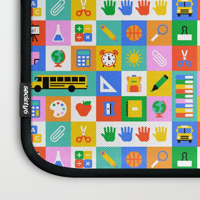 Colorful back to school mosaic pattern Laptop Sleeve Gallery Image 3