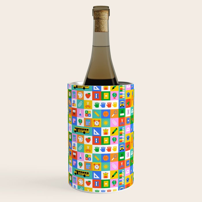 Colorful back to school mosaic pattern Wine Chiller Gallery Image 2