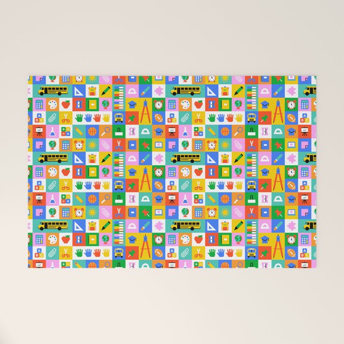 Colorful back to school mosaic pattern Welcome Mat Gallery Image 1