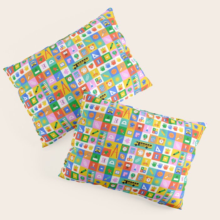 Colorful back to school mosaic pattern Pillow Sham Gallery Image 3