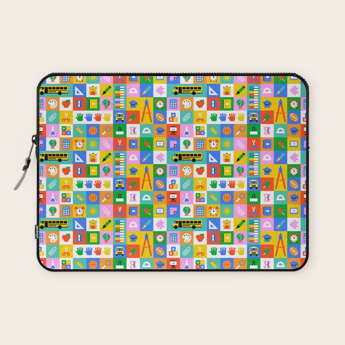 Colorful back to school mosaic pattern Laptop Sleeve Gallery Image 1