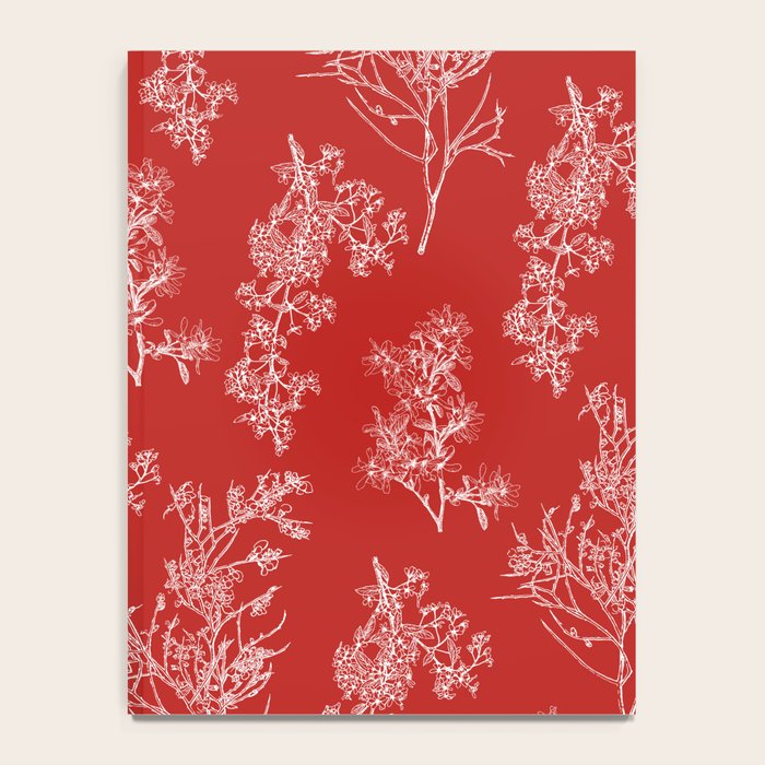 Botanical Cottage Floral Pattern in Red and White Notebook Gallery Image 4