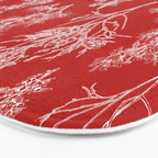 Botanical Cottage Floral Pattern in Red and White Bath Mat Gallery Image 3