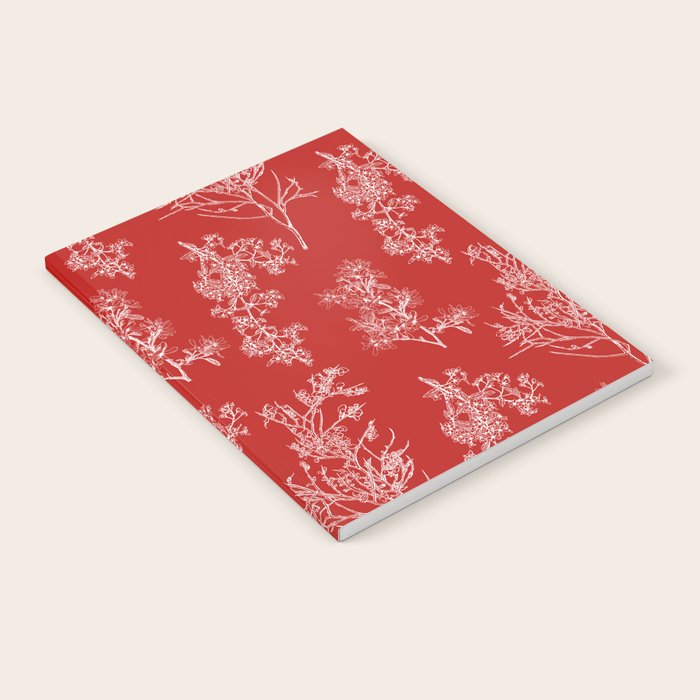 Botanical Cottage Floral Pattern in Red and White Notebook Gallery Image 2