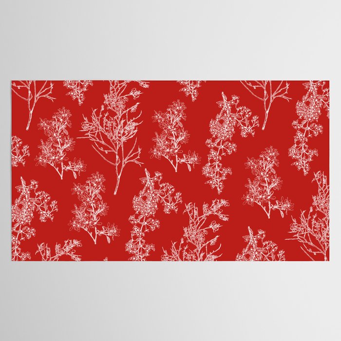 Botanical Cottage Floral Pattern in Red and White Tablecloth Gallery Image 2