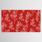 Botanical Cottage Floral Pattern in Red and White Tablecloth Gallery Image 2