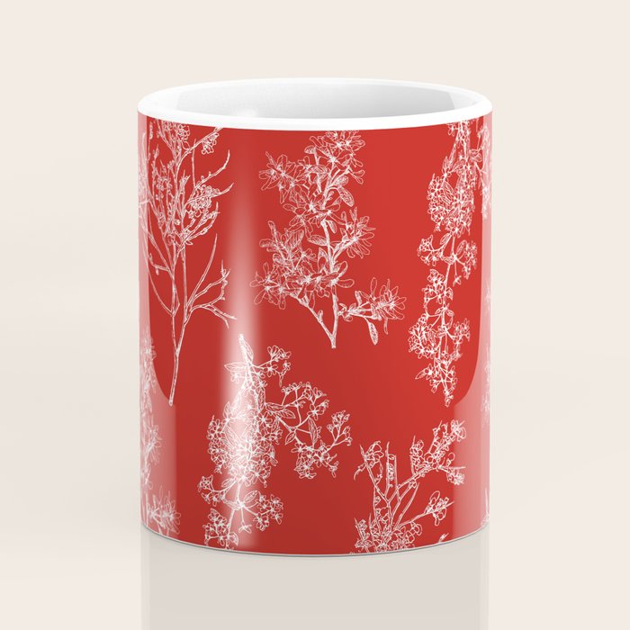 Botanical Cottage Floral Pattern in Red and White Coffee Mug Gallery Image 4