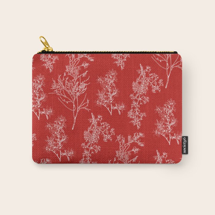 Botanical Cottage Floral Pattern in Red and White Carry All Pouch Gallery Image 1